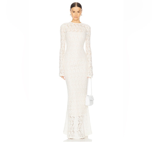 White Lace Long Sleeve Maxi Dress - Picture 1 of 3